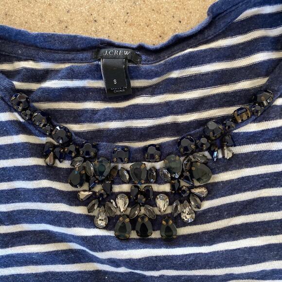 J.Crew Jeweled Striped Painter Tee Shirt Small - Picture 3 of 8